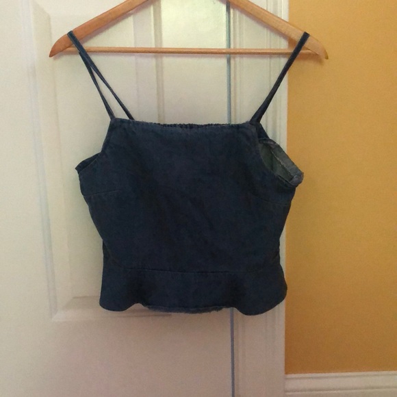 American Eagle Outfitters Tops - American Eagle stretchy thin strap denim crop top